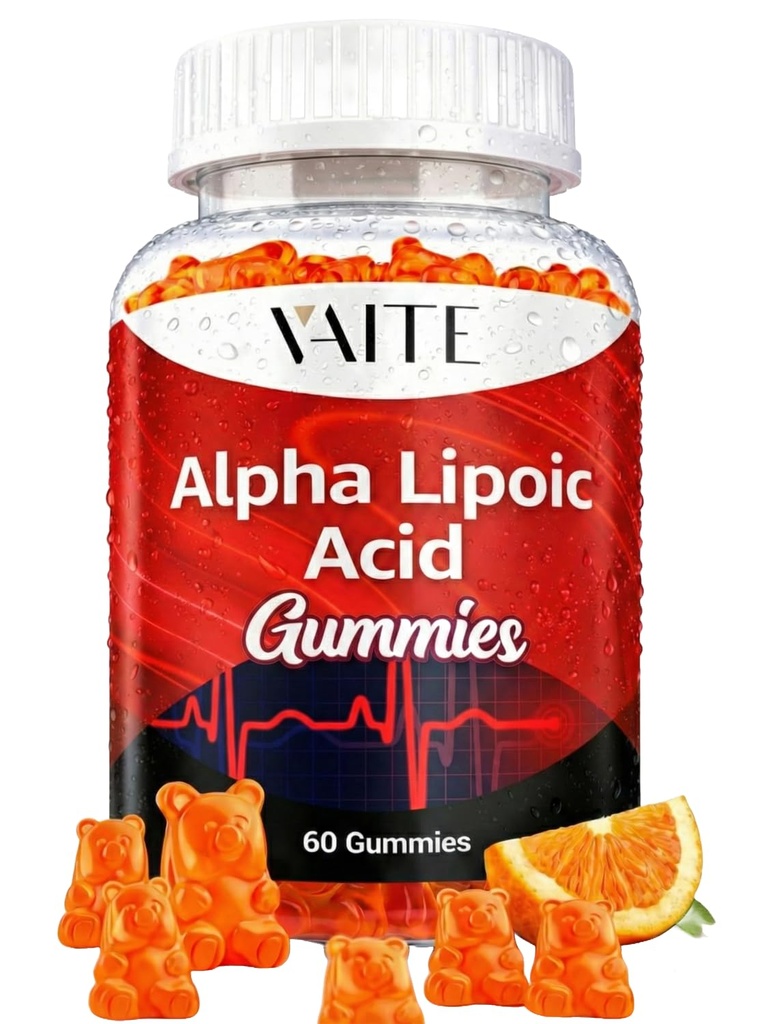Acide alpha lipoïque Gummies 1000mg, supplément ALA pour le cerveau et le soutien nerveux, antioxydant, énergie – non-OGM, végétalien, sans gluten – 60 réchauds pour la vitalité et le confort pour les hommes et les femmes