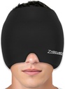 ZNÖCUETÖD Migraine Hoofdpijn Relief Pet Volledige Hoofd Ice Pack Wrap Koeling Gel Ice Beanie Hot/Cold Compressie Cap voor Sinus, Stress, Hangover Hoofdpijn Relief - Herbruikbare Mannen Vrouwen, Zwart, Maat M
