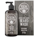 Beard Wash Shampoo w/Argan & Jojoba Oils - Softens & Strengths - Natural Peppermint and Eucalyptus Scent - Beard Shampoo w/Baardolie (17 oz Shampoo)