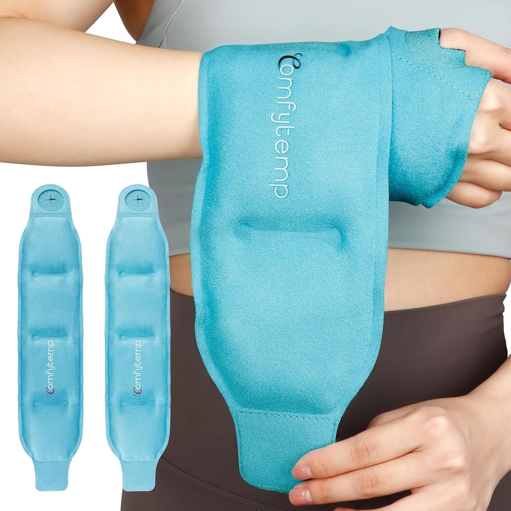 Comfytemp Pols Ice Pack Wrap voor Carpal Tunnel Relief, 2 Packs, FSA in aanmerking komende, Gel Ice Packs voor letsels Herbruikbaar voor pols Handpijn, Hot Cold Compress Brace, Chirurgie Herstel items Cadeaus Mannen Vrouwen