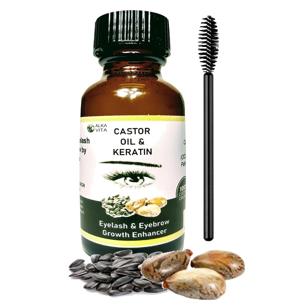 Croissance des cils Herbal kératine biologique et huile de ricin Facteur d'épaisseur pure des sourcils