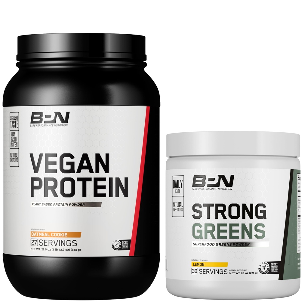 BARE PERFORMANCE NUTRITION BPN Vegan Havermout Cookie Proteïne + Strong Greens Lemon Bundle