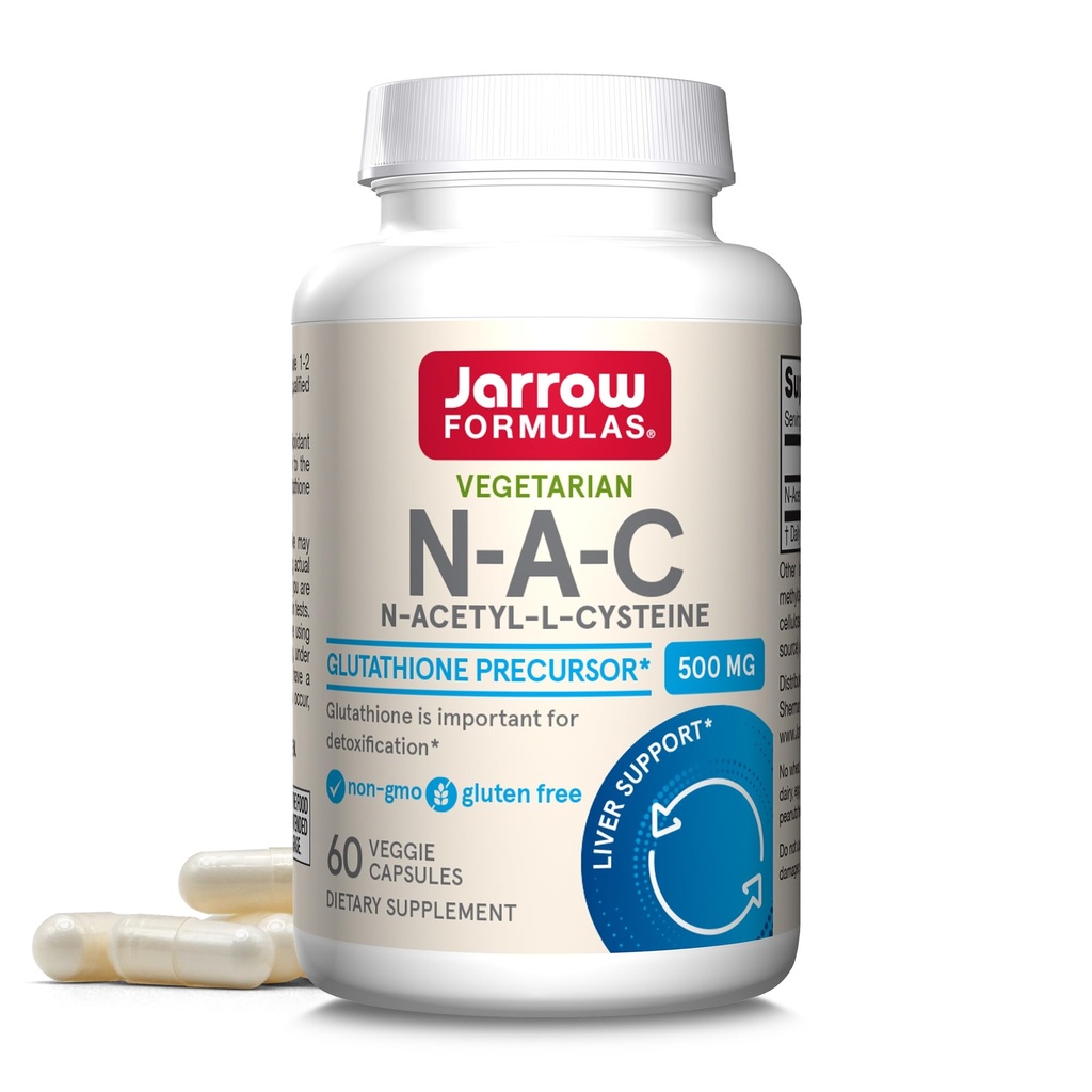 Jarrow Formulas® N-A-C 500 mg, complément alimentaire, soutien antioxydant pour la santé du foie, 60 capsules de légumes, 60 jours d'approvisionnement