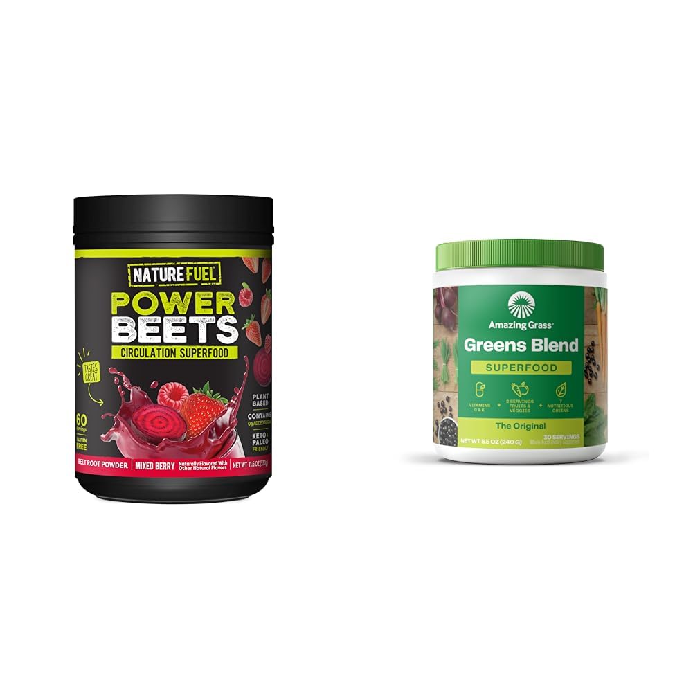 Betteraves d'alimentation en carburant de la nature Poudre, Delicious Acai Berry grenade, concentré et incroyable Grass Greens Blend Superfood: Super Greens Powder Smoothie Mix pour Boost Energy