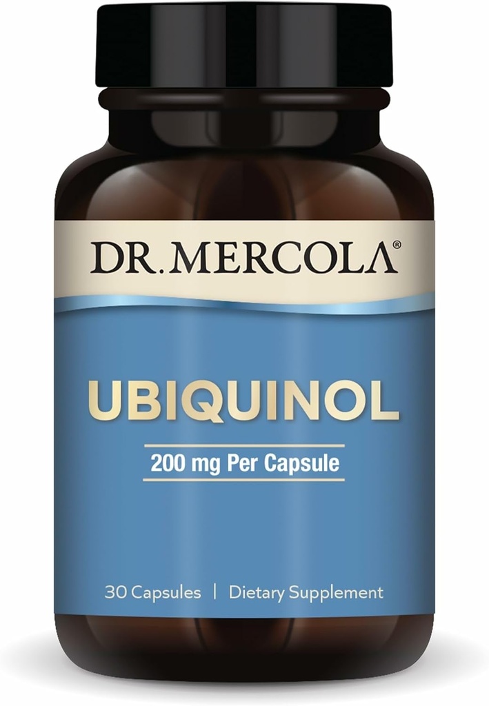 Dr. Mercola Ubichinol, 30 porties (30 capsules), 200 mg per capsule, dieetsupplement, ondersteunt energieproductie, niet-GMO