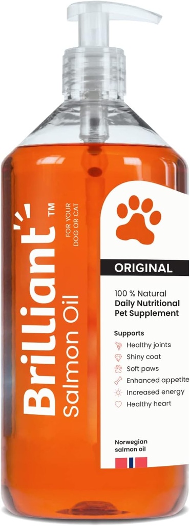 Briljante Zalmolie voor honden, katten en puppies Omega 3 Visolie Liquid Supplement met DHA, EPA vetzuren 