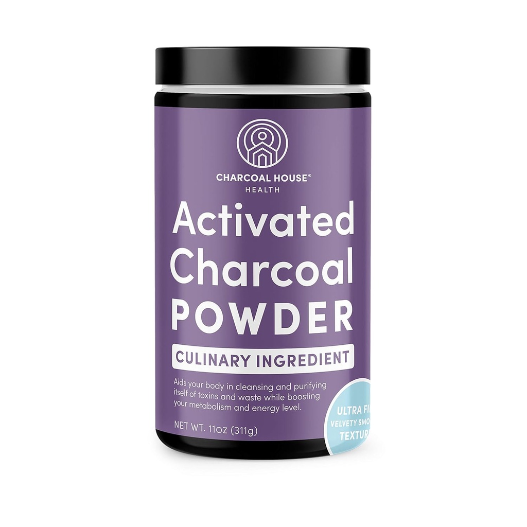 ULTRA FINE Coconut Geactiveerde Charcoal Powder - Culinaire en cosmetische toepassingen, Velvety Glad Texture voor Smoothies, ijsjes, gebak, Zeep, Ultra Fine voor een zachte afwerking, Geen Grit!