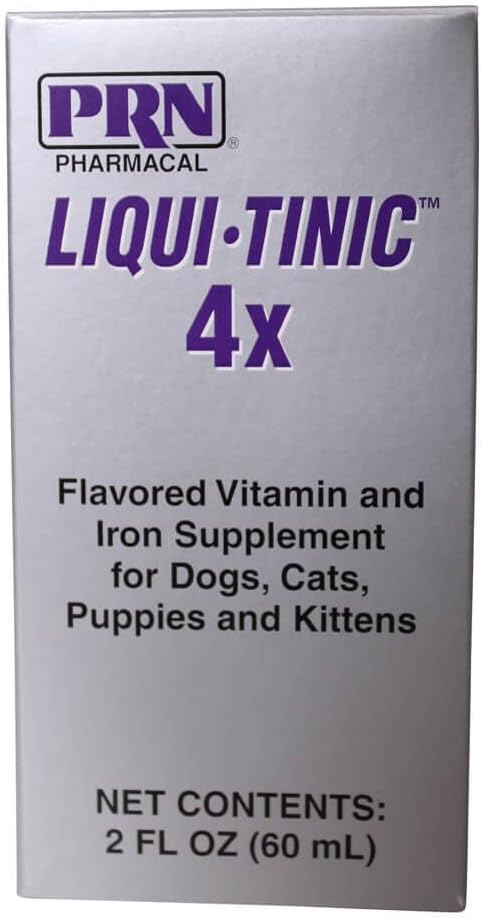 Liqui-Tinic 4x Flavored Vitamine and Iron Supplement for Dogs, Cats, Puppies & Kittens, 2 oz.