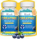 2 Pack Creatine Monohydraat Gummy's voor vrouwen en mannen, Suikervrije Vegan Creatine Supplement voor Build Muscles, Verhoog energie en kracht, Blueberry Flavor, 120 Tellen