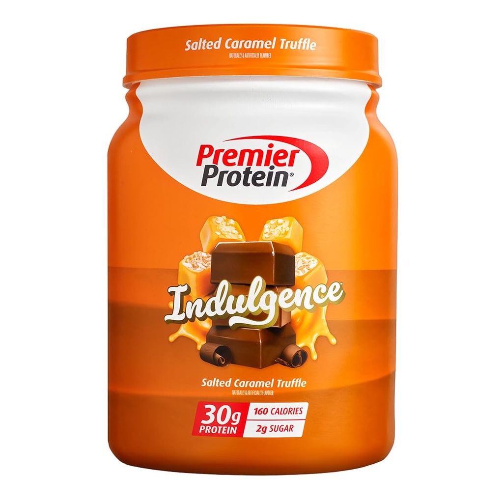 Premier Protein Indulence Proteïne Poeder, Gezouten Caramel Truffel, 30g Proteïne, 3g Suiker, Glutenvrij (17 Servers)