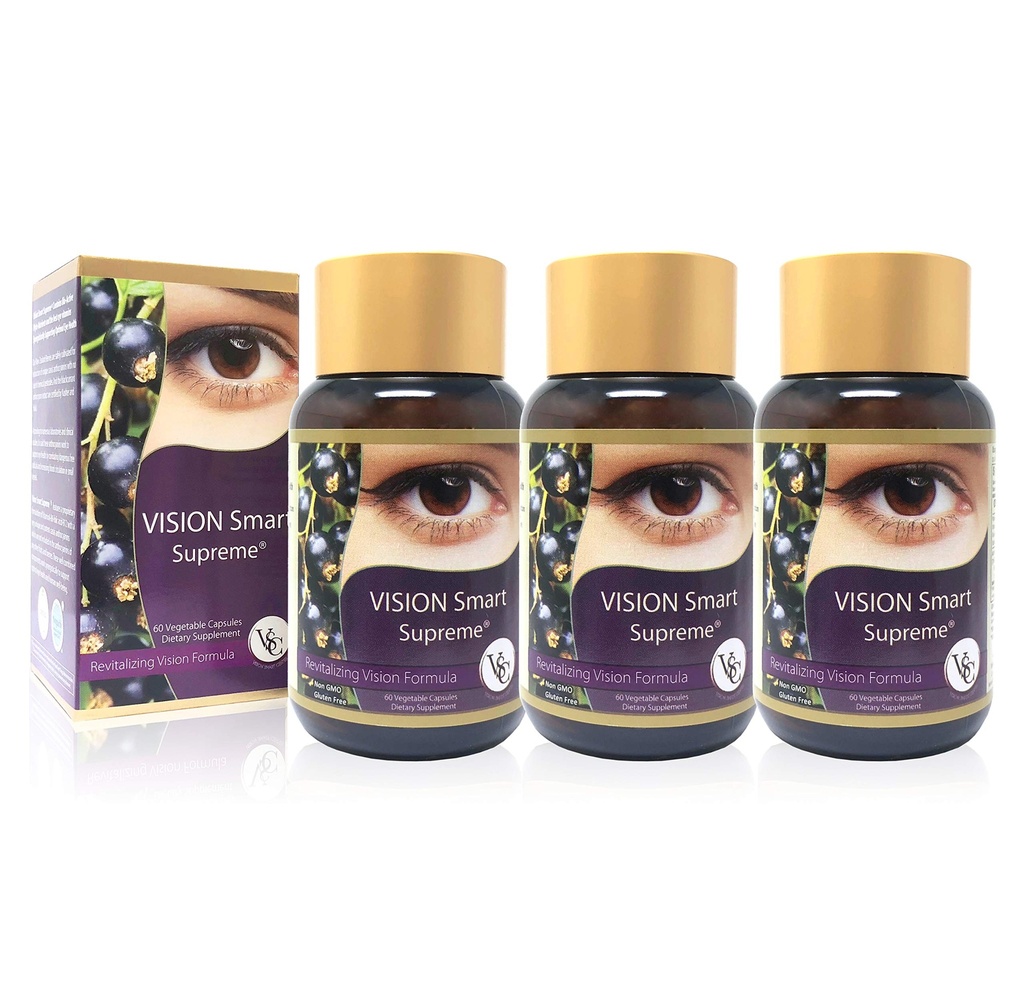 Vision Smart Supreme - Supplément de l'œil supérieur, ingrédients nutraceutiques premium avec 210mg d'anthocyanes purs de D3R et C3R, Capsules de Veggie. Produit des États-Unis (3 bouteilles)