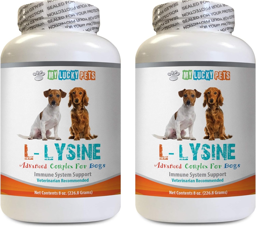 Hondenimmune Treats - Honden LYSINE Powder - Pure Powder Form - Immuun System Support - Vet Aanbevolen - l-lysine voor honden - 2 Fles (16oz 453,6 Gram)