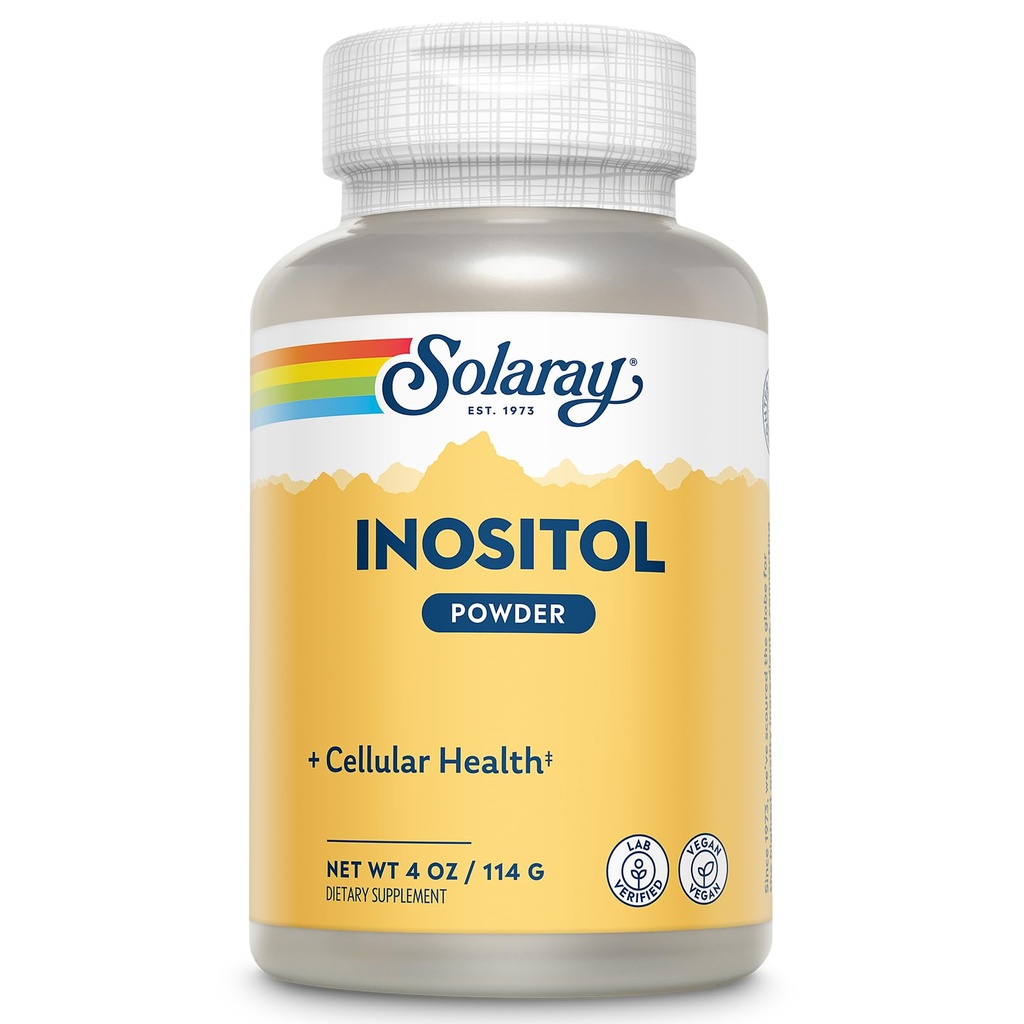 SOLARAY Pure Inositol Powder - Cellular Health Support - Vegan, Lab Verified - 163 Servings, 4 OZ (4oz, 162 Serv.)