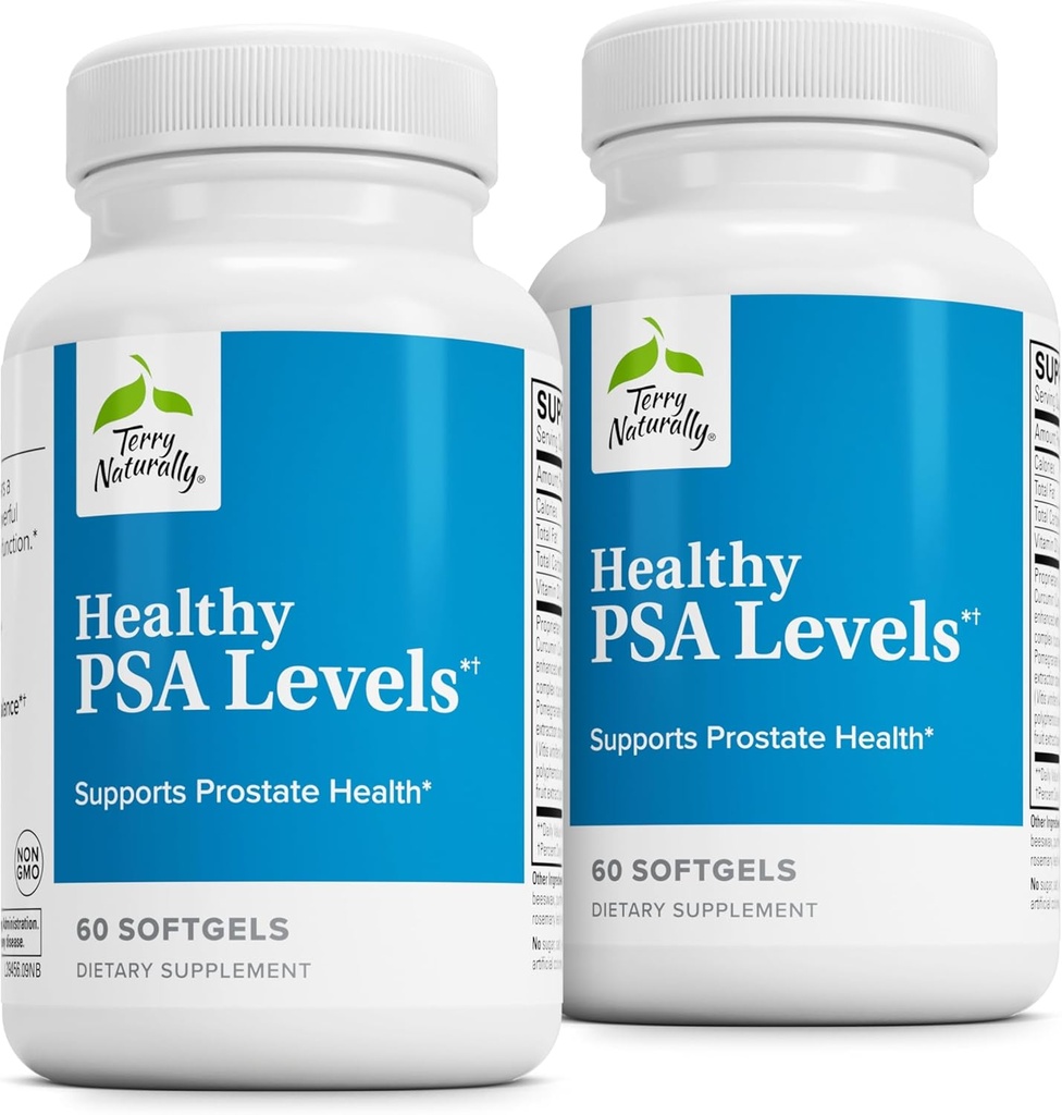 Terry natuurlijk gezonde PSA-niveaus - Dieetsupplement voor gezonde prostaat en hormoonbalans ondersteuning - kruidensupplement met curcumine, kurkuma essentiële olie en druivenzaadextract - 60 Softgels