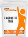 BulkSupplements.com D-Aspartic Acid Powder - D-Aspartic Acid Supplement for Men, Unflavored Amino Acid - Pure & Gluten Free, 3g per Serving, 250g (Pack of 1)