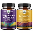 Bundel van Magnesium Glycinate Capsules voor vrouwen en mannen voor stemming en ontspanning en L-lysine essentiële aminozuren voor ooggezondheid Lip Care Bone Ondersteuning Immuunsysteem Ondersteuning Spiergroei