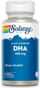 SOLARAY DHA Supplementen 100 mg - D H A Omega 3 Vetzuren voor Wellness Support, Prenatale DHA Omega 3 Supplement - Plant afkomstig van Algenolie - 60 dagen garantie, 60 porties, 60 Vegan Softgels