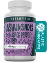 Freshfield Ashwagandha met zwarte peper. Vegan Vriendelijk supplement voor adrenale vermoeidheid Ondersteuning, spiergeheugen, schildklier en kracht. Alle natuurlijke 1300 mg capsules