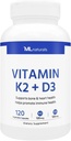 ML Naturals Vitamin K2 + D3 120 Vegetable Capsules, NSF-Certified & cGMP-Compliant