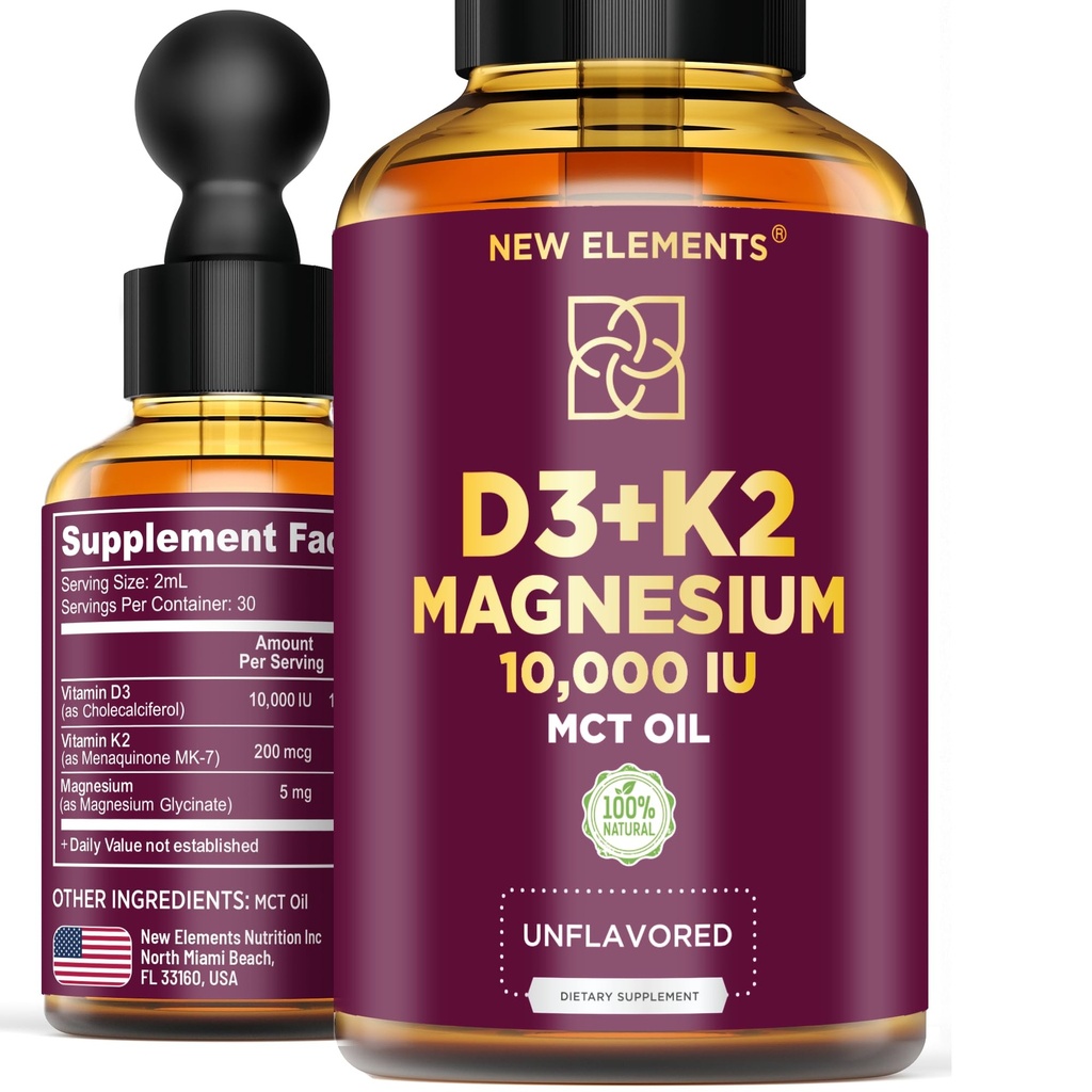 Vloeibaar vitamine D3 met K2 & Magnesium Glycinaat 