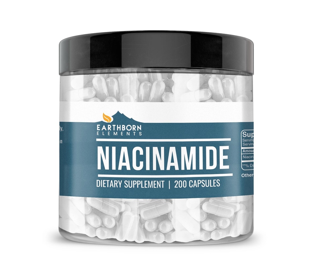 Earthborn Elements Niacinamide (Vitamine B3), Capsules, No Magnesium Fillers, No Flush