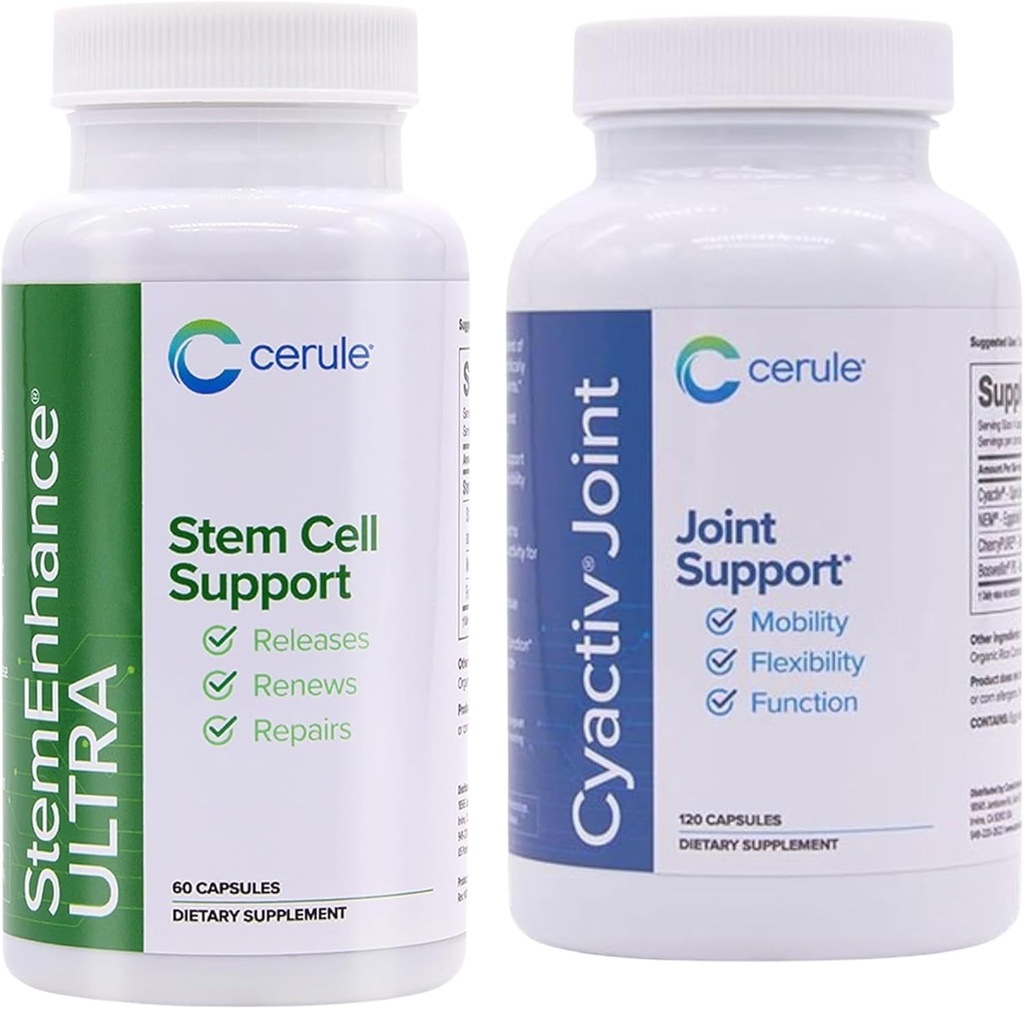Cerule Stemenhance + Cyactive Spirulina Ondersteuning Ultra Stam Cell Ondersteuning Supplement met Extracten van Zoetwater Microalgen en Marine Macroalgen om te helpen verhogen Circulerende volwassen Stam Cellen en Prom