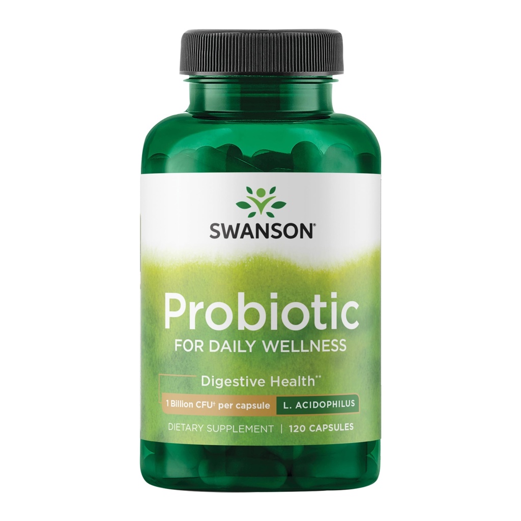 Swanson Probiotic - Digestive Health Supplement w/1 Miljard CFU per capsule - Natural Formula Support Bowel Regularity & Daily Wellness - (120 capsules)