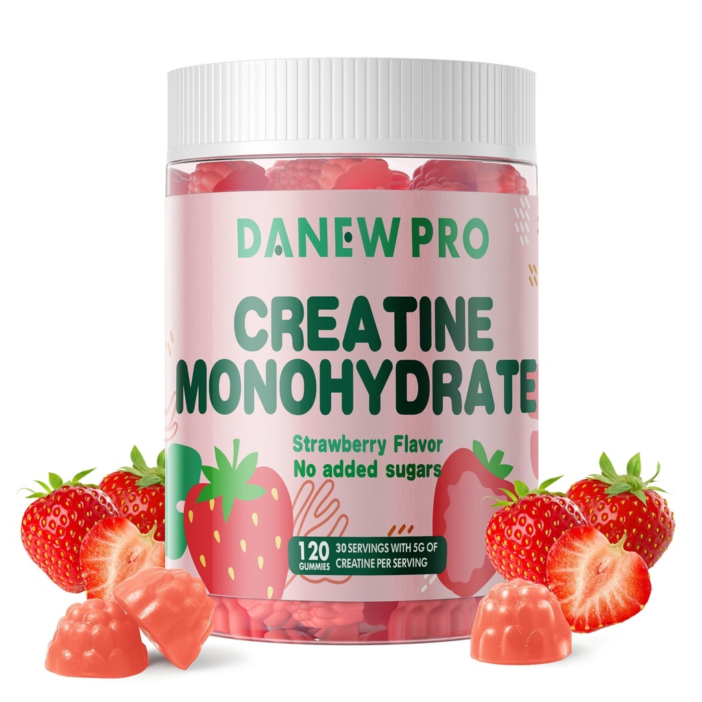 NSF Certified Create Gummy 5g - Createine Monohydraat Gummies for Men & Women, Createine Monohydraat for Muscle Strength, Muscle Builder, Energy Boost, Pre-Workout Supplement(120 Count)-Strawberry