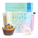 SkinnyFit - Collagène Super Jeunesse pour Femmes - Poudre de Peptides Multi Collagène - Probiotiques, Fibre, Acide Hyaluronique - Non OGM, Sans gluten, Sans sucre - Beauté et Self Care - Non aromatisé (28 portions)