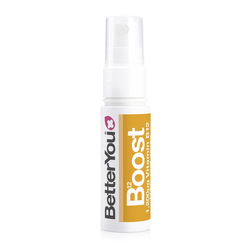 BetterYou Boost Vitamine B12 Spray oral - Supplément naturel liquide - Vaporisateur de vitamine pour l'apport quotidien de B12 - Thé vert et chrome - 0,85 oz