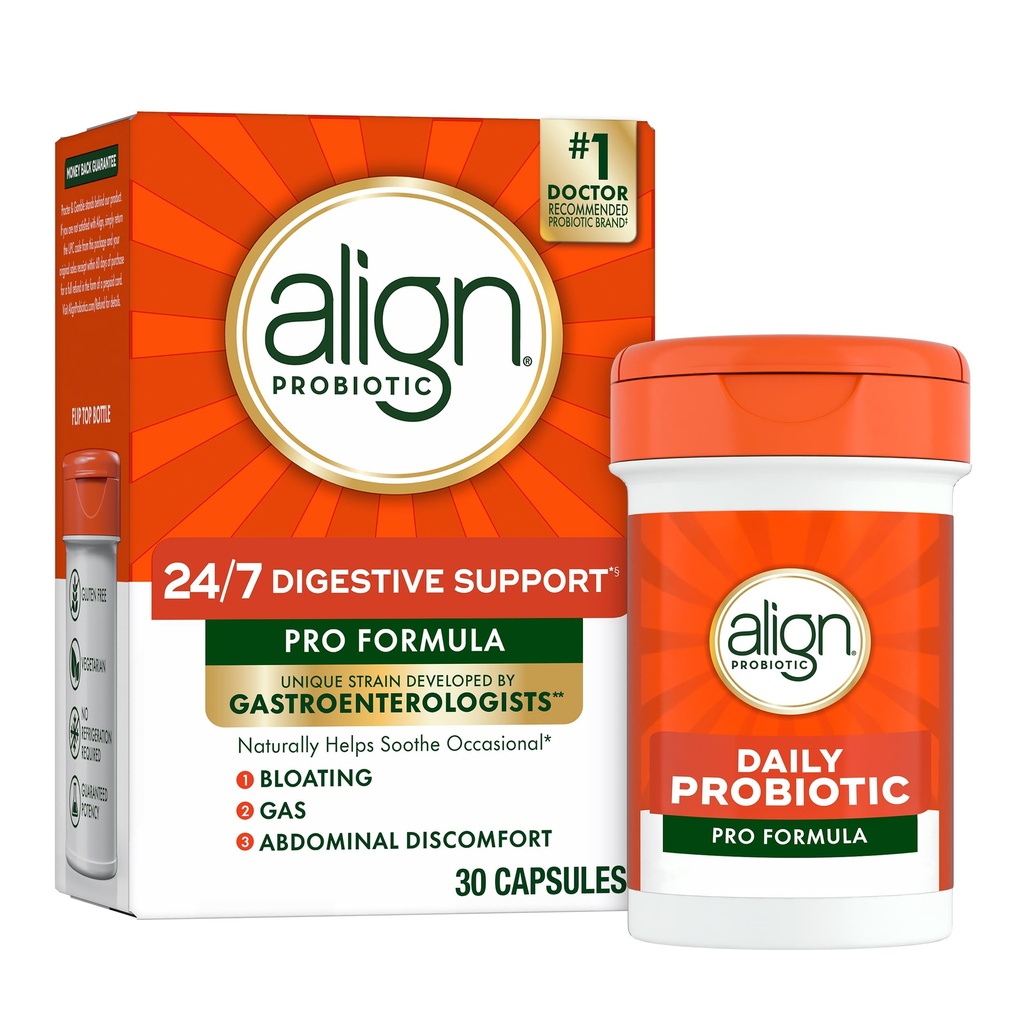 Uitlijnen Probiotic, Pro Formula, Probiotics for Women and Men, Probiotics for Dispensive Health, Men and Womens Probiotic Capsules Help Occasional Bloating & Gas*, 30 Capsules