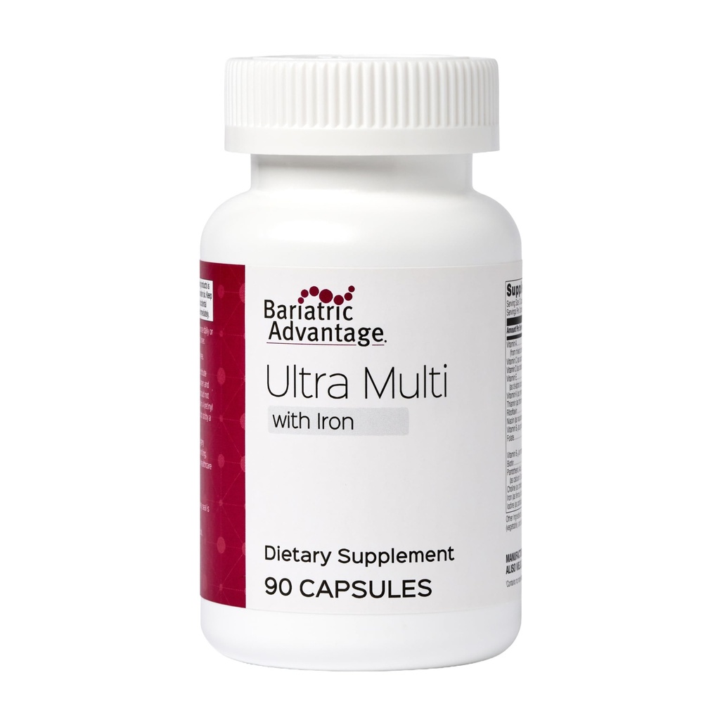 Bariatrische Voordeel Ultra Multivitamine met ijzer - Ultra Multi met ijzer - Capsule Formaat Multivitamine - Biedt volledige complex van B vitamines - met vitamine C, Chroom & Meer - 90 Capsules