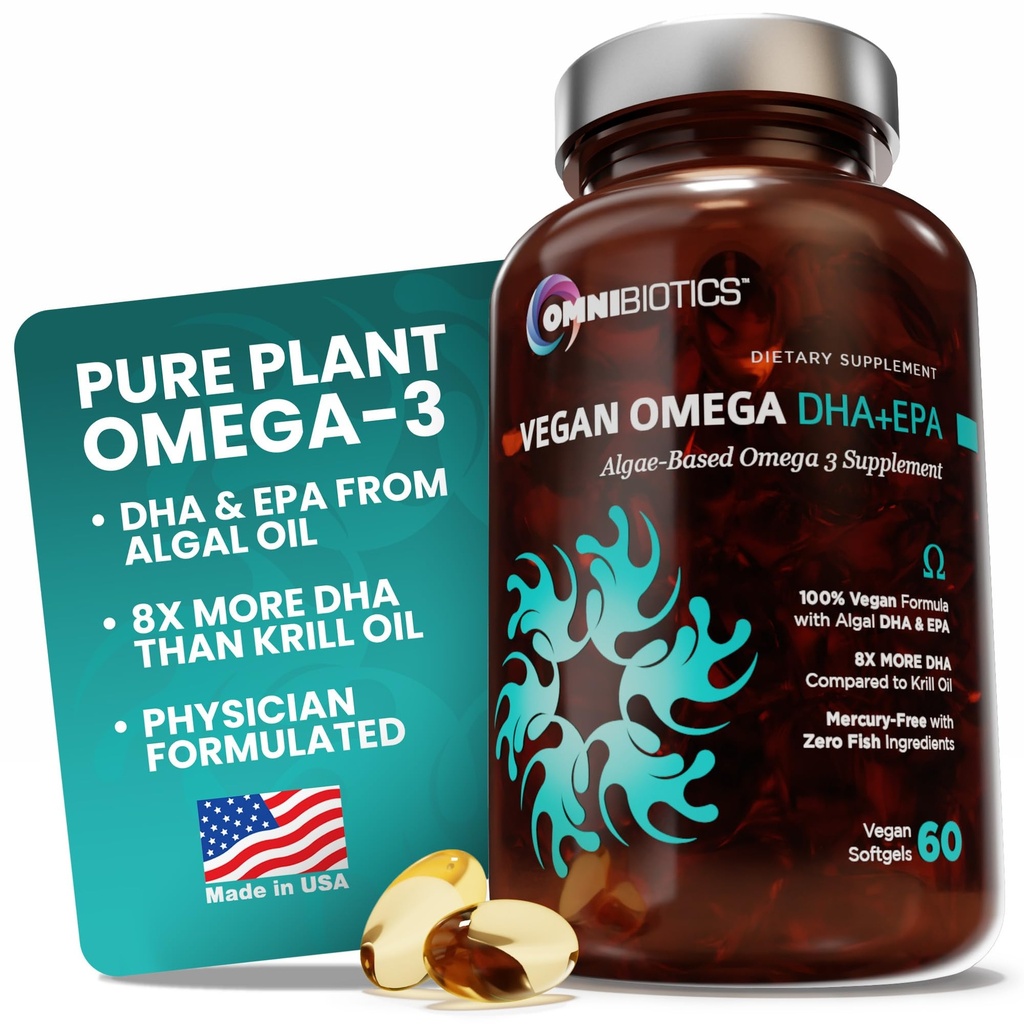 OmniBiotics Vegan Omega 3 DHA EPA Supplement 