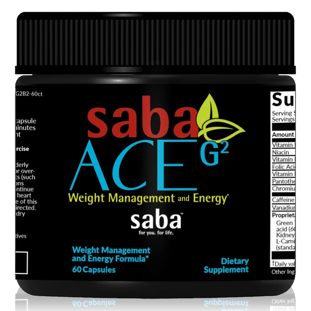 Saba ACE G2 - Thermogene vetbrander. Gewichtsverliessupplement, eetlustonderdrukker, & energiebooster - groene theeextract, capsimax, garcania, carnosyn & meer - 60 capsules