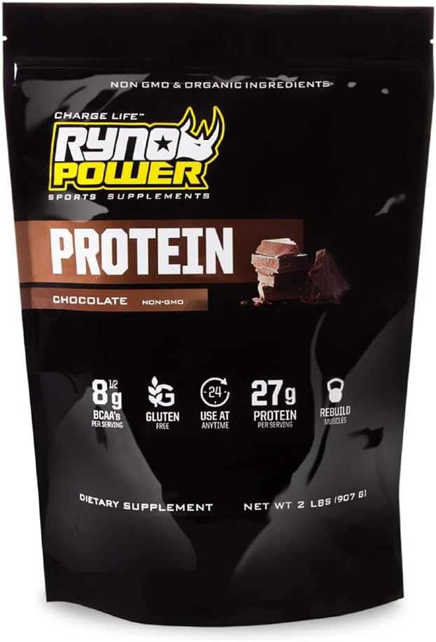 Ryno Power Alle natuurlijke wei eiwit 2lb (20 porties) 'Chocolaat' - 100% Wei Proteïne Blend & No Fillers - Niet GGO