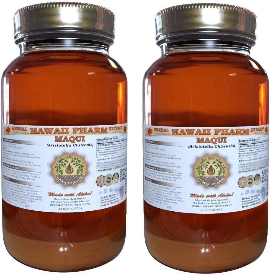 Maqui Liquid Extract, Organic Maqui (Aristotelia chilensis) Tinctuur Supplement 2x32 oz Ongefilterd