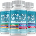 8 in 1 Immune Defense Support, Immunity Vitamines Supplement Booster met zink 50mg, vitamine C Vlierbessen VIT D3 5000 IE, Kurkuma Curcumin & Gember, Echinacea - Allergie Relief for Kids Adults
