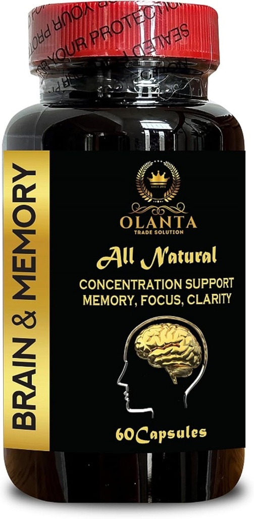 Supplément Mémoire Cerveau - Supplément Soutien Focus pour le cerveau, Soutien Améliorer la fonction cérébrale et la mémoire, Pilules de soutien Santé Cerveau - 1 bouteille 60 Capsules