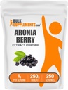BulkSupplements.com Poudre d'extrait d'aronia - Extrait de baies d'aronia, supplément de fraises - Sans gluten, 1g par portion, 250g (8,8 oz) (paquet de 1)