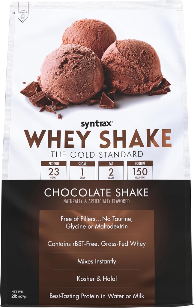 Syntrax Nutrition Wei Shake, koud gefilterd en niet gedenatureerd Wei Proteïne Poeder Blend, chocolade Shake, 2 lbs