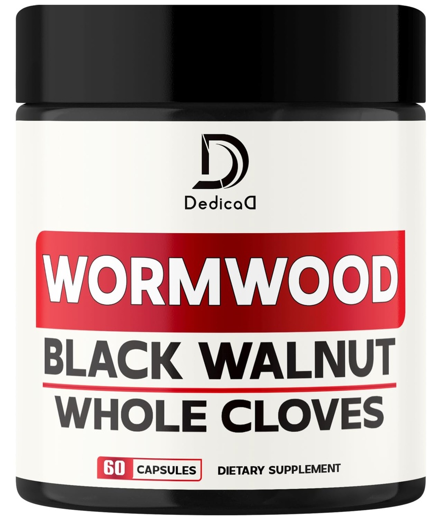 12in1 Wormhout Capsules Black Walnut Cloves, Gember, Kurkuma Curcumin & Black Pepper - Immune System - 60 Capsules