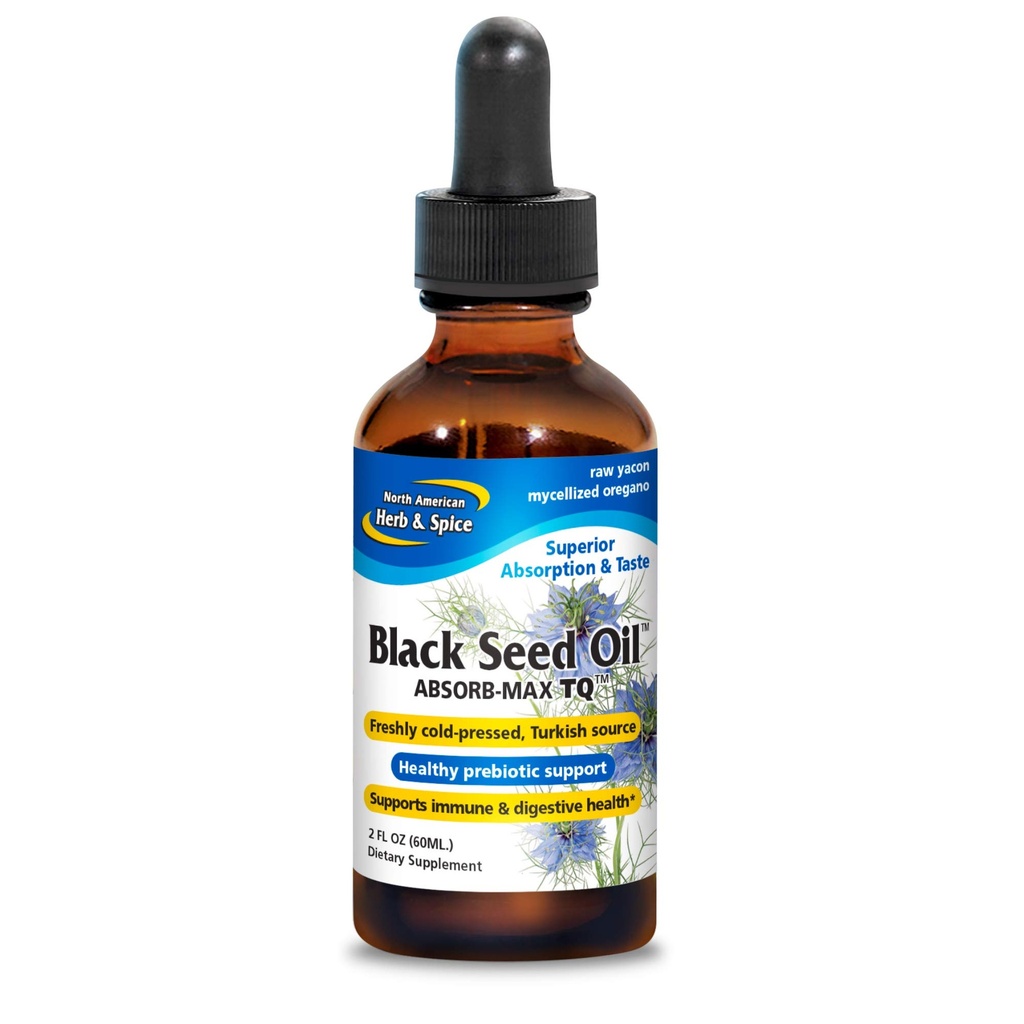 NOORD AMERICAN HERB & SPICE Black Seed Oil Absorb-Max TQ - 2 fl. oz. - Sublingual Mycellized Drops - Immuun Support & Digestive Health - Oil of Oregano - Non-GMO - 52 Total Servings