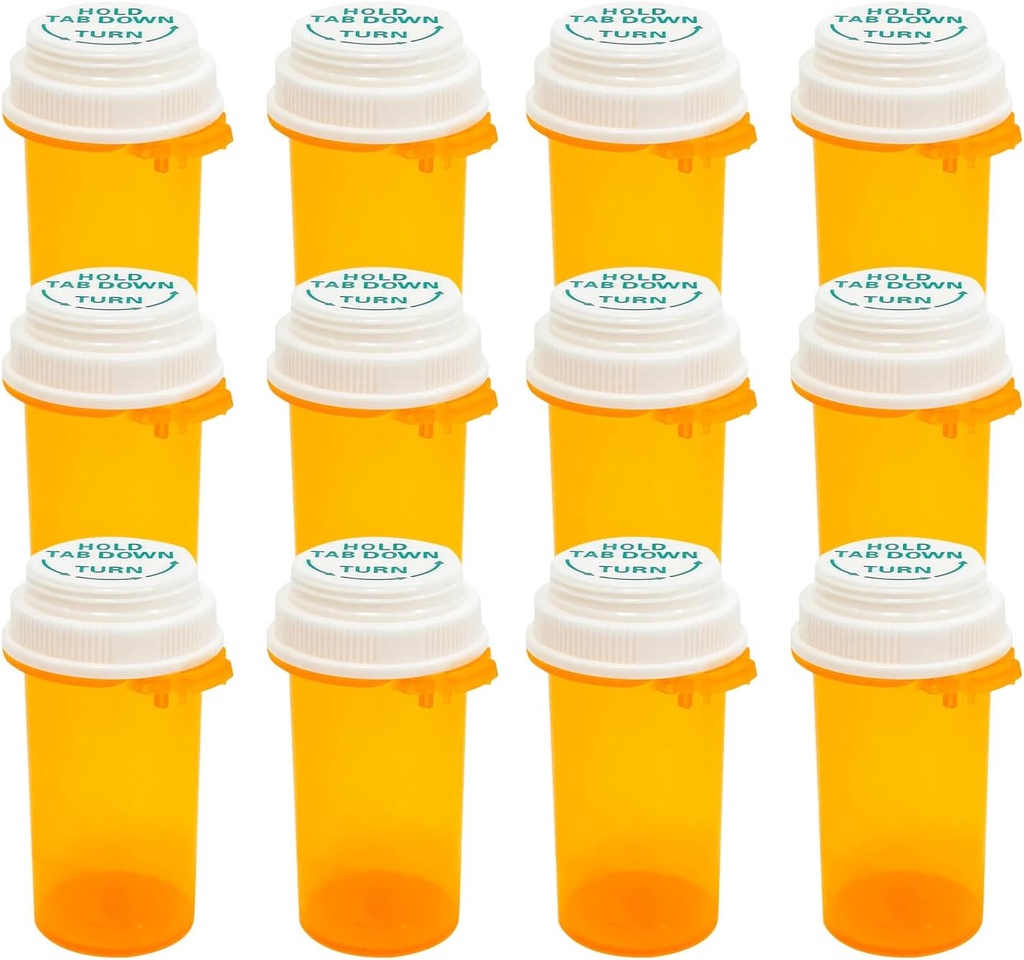 Prescription Reversible Thumb Tab Flacons,Pill Flessen met Child Resistant Cap,Leeg medicijnflessen met Caps,Medicine Container voor Persoonlijke Medicatie & Pharmacy.(16dram,12st)