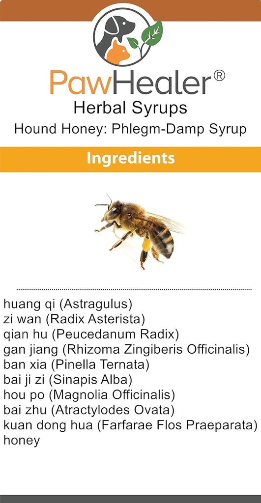 PawHealer Phlegm Damp Hoest Stroop: Hound Honey® - (5 fl oz) Natuurlijke kruidenremedie voor symptomen van natte hoest - smaakt goed - gemakkelijk te toedienen