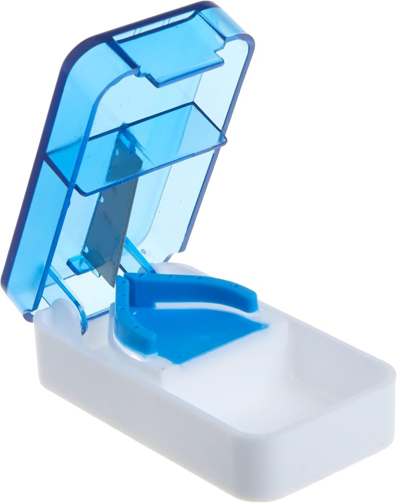 EZY DOSE Pillet et Splitter, usage quotidien, pilules coupées en toute sécurité, vitamines et comprimés, coupe précise et facile, conception compacte, lame en acier inoxydable, Travel Sized, couleur mai varier, sans BPA