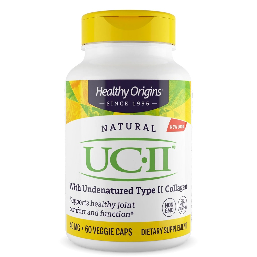 Origines saines UC-II 40 mg (collagène de type II non dénaturé, sans OGM, sans gluten, soutien interarmées), 60 capsules de légumes