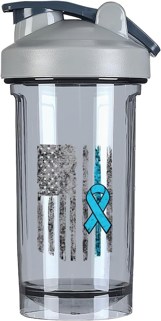 Prostate Cancer Awareness America Flag 18 Once Shaker Bouteille Mélangeur Pré-entraînement Protéines Shakes Repas Shakes Bouteille 500ML/18 Oz Gray