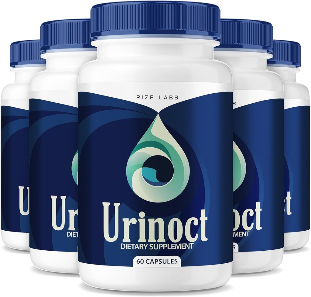 rize labs Urinoct Prostate Supplement, Bladder Health, Advanced Function Formula, Organic Herbal Blend, Flush for Flow - Pack of 5(300 Capsules)