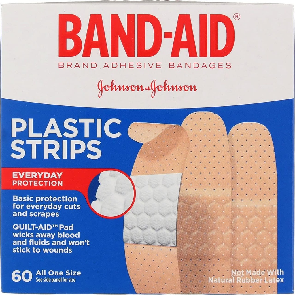 BAND-AID® Brand TRU-STAYTM Plastic Bandages Allemaal 1 maat, 60 tellen