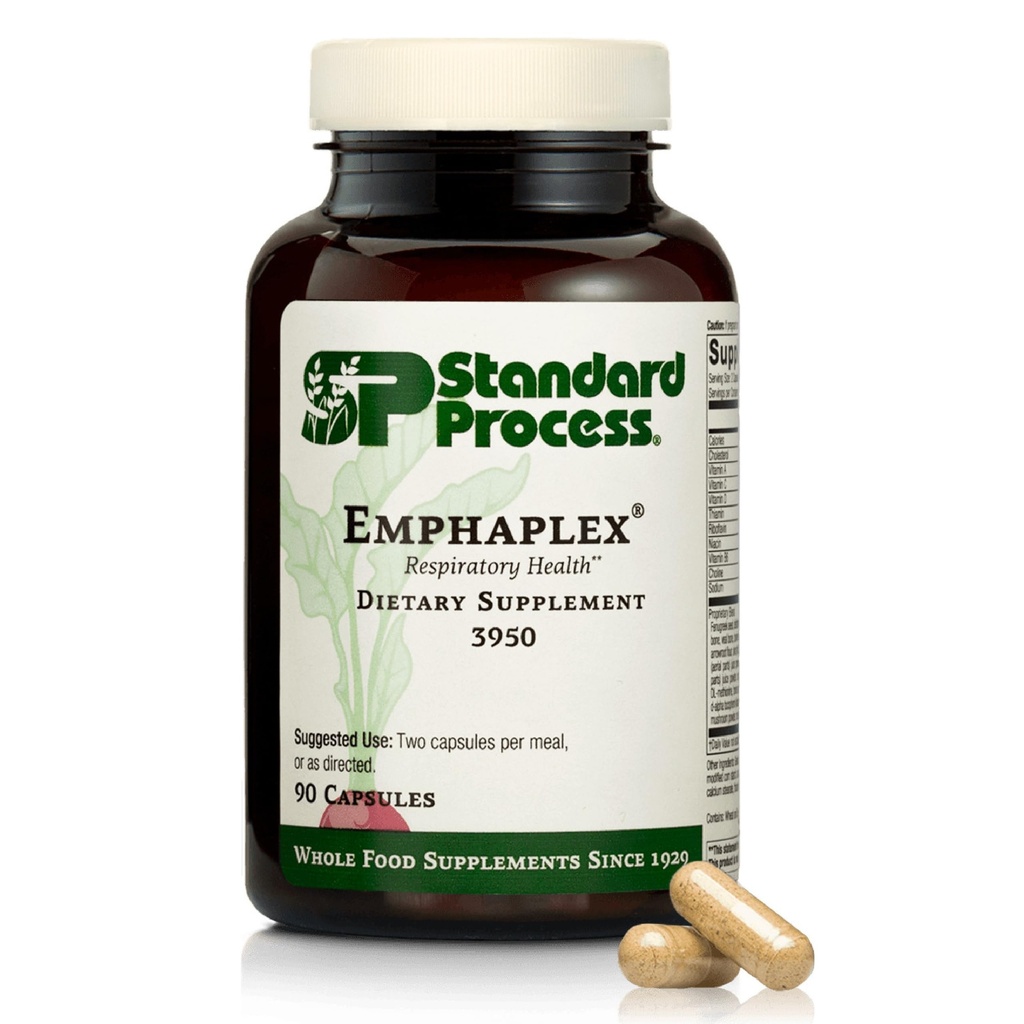 Standard Process Emphaplex - Respiratory System Supplement for Antioxidant Support - for Cellular Energy Support & Zenuwstelsel Health - 90 Capsules (45 Servings)